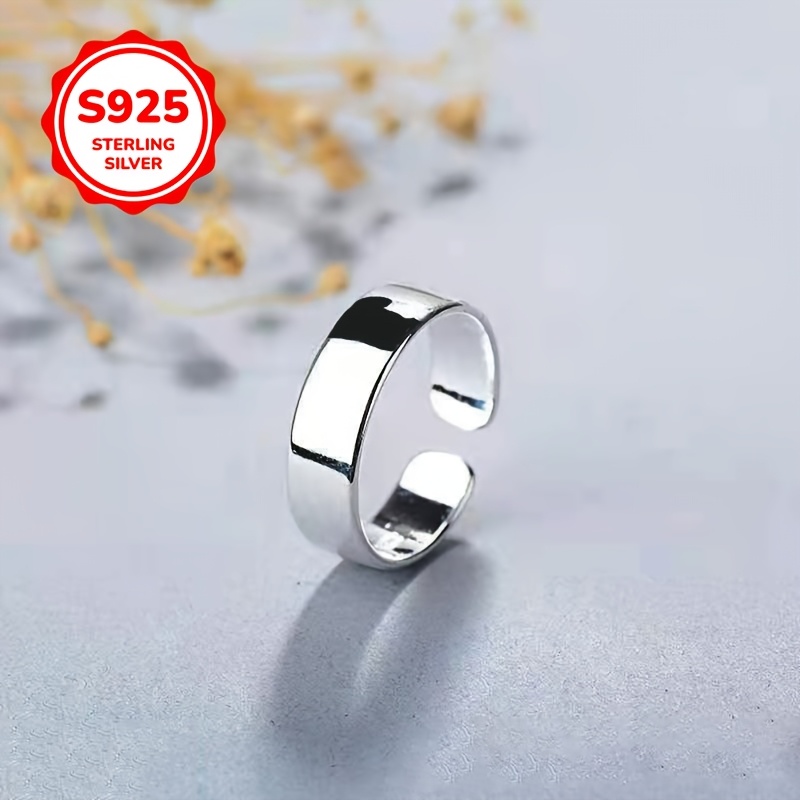 925 Silver Adjustable Opening Ring Geometric Design